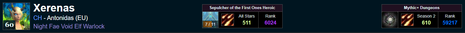 Xerenas Warcraft Logs banner